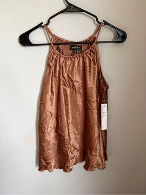 Nicole miller  Satin Copper Halter Tank
